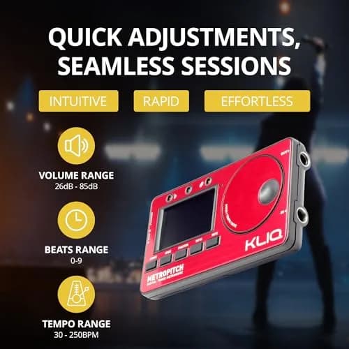 KLIQ MetroPitch Digital Metronome & Tuner for Piano, Guitar & Bass | 3-in-1 Practice Device with Tone Generator thumbnail 5