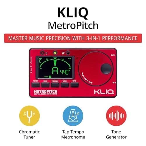 KLIQ MetroPitch Digital Metronome & Tuner for Piano, Guitar & Bass | 3-in-1 Practice Device with Tone Generator thumbnail 2