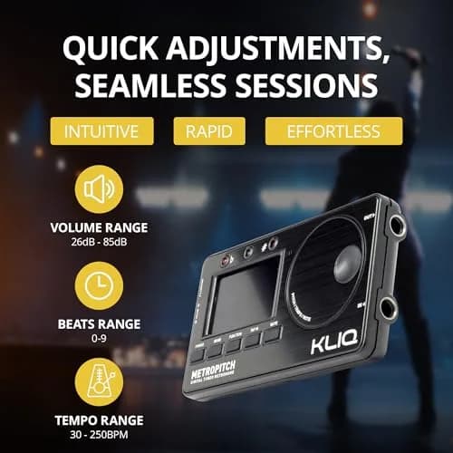 KLIQ MetroPitch Digital Metronome & Tuner for Piano, Guitar & Bass | 3-in-1 Compact Practice Tool with Accurate Tuning & Rhythm thumbnail 5