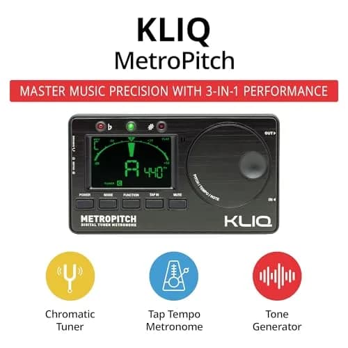 KLIQ MetroPitch Digital Metronome & Tuner for Piano, Guitar & Bass | 3-in-1 Compact Practice Tool with Accurate Tuning & Rhythm thumbnail 2
