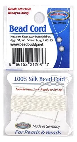 Bead Buddy Natural White Silk Cord Thread with Attached Needle 2m (6.56 ft) | Triple-Twisted for Strength thumbnail 5