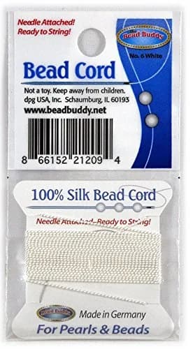 Bead Buddy 0.7mm Natural White Silk Cord Thread with Needle | Ideal for Jewelry Making, 2m thumbnail 5