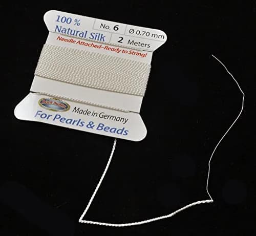 Bead Buddy 0.7mm Natural White Silk Cord Thread with Needle | Ideal for Jewelry Making, 2m thumbnail 2