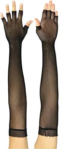 ToBeInStyle Women’s Fishnet Lace Trim Full Arm Length Arm Warmers - OS - Black | Edgy Fashion Accessory for Festivals & Parties thumbnail 5