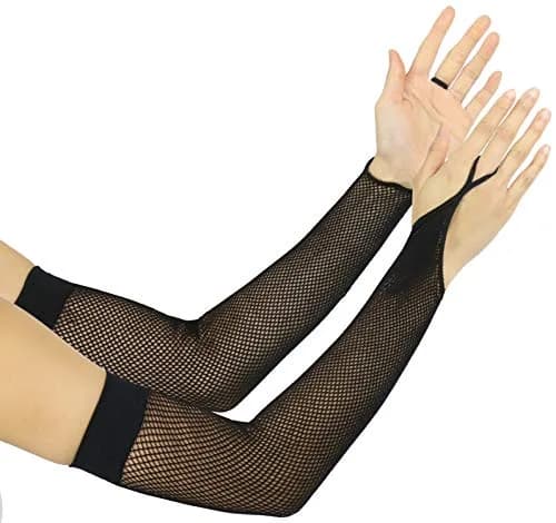 ToBeInStyle Women’s Fashion Fishnet Finger Loop Long Length Novelty Gloves - Black | Edgy Fishnet Style for Costumes & Outfits thumbnail 2