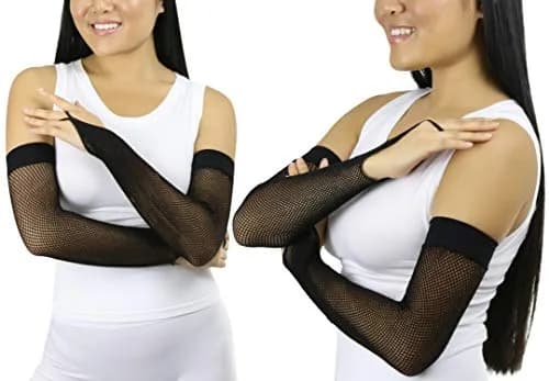 ToBeInStyle Women’s Fashion Fishnet Finger Loop Long Length Novelty Gloves - Black | Edgy Fishnet Style for Costumes & Outfits thumbnail 3