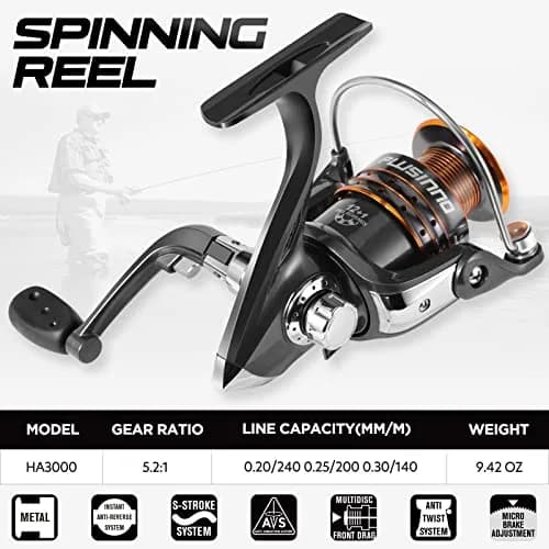 PLUSINNO Gold Carbon Fiber Telescopic Fishing Rod and Reel Combo 2.1m (6.89ft) | Medium Power Spinning & Casting Kit thumbnail 6
