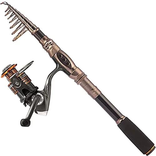 PLUSINNO Fishing Rod and Reel Combos Carbon Fiber Telescopic Fishing Rod with Reel Combo Sea Saltwater Freshwater Kit (7.87 ft, Ambidextrous) thumbnail 1