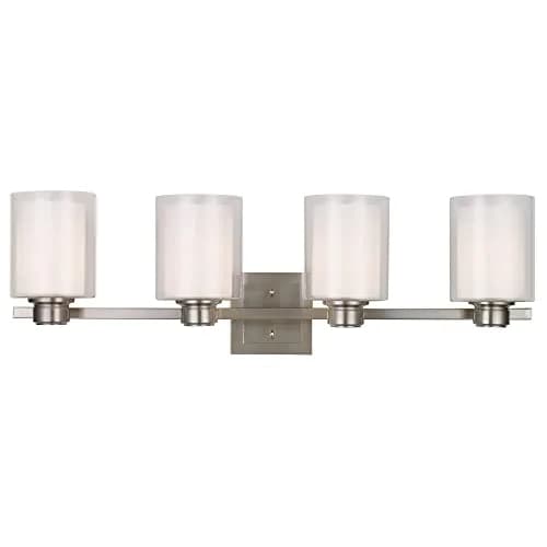Design House Oslo 4-Light Vanity Light 10.25in Satin Nickel | Dimmable Bathroom Fixture thumbnail 1