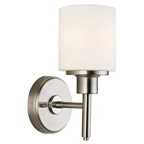 Design House Aubrey Wall Light 1-Light Dimmable Frosted Glass Satin Nickel | Transitional Indoor Fixture thumbnail 1