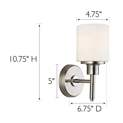 Design House Aubrey Wall Light 1-Light Dimmable Frosted Glass Satin Nickel | Transitional Indoor Fixture thumbnail 2