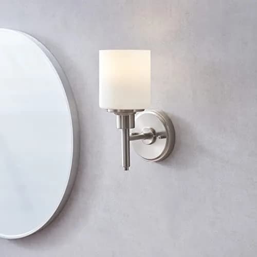 Design House Aubrey Wall Light 1-Light Dimmable Frosted Glass Satin Nickel | Transitional Indoor Fixture thumbnail 3