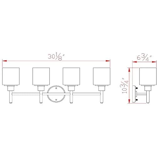 Design House Aubrey 4-Light Vanity Light Satin Nickel Finish Frosted Glass Shades Dimmable Bathroom Wall Fixture thumbnail 2