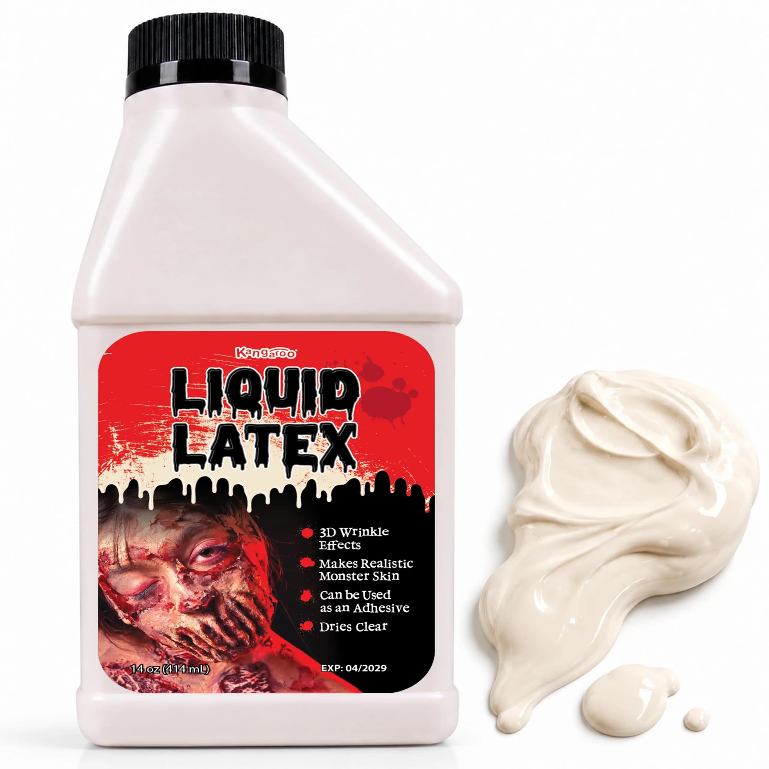Kangaroo Liquid Latex Body Paint 414ml (14 Fl Oz) | SFX Makeup for Cosplay & Special Effects