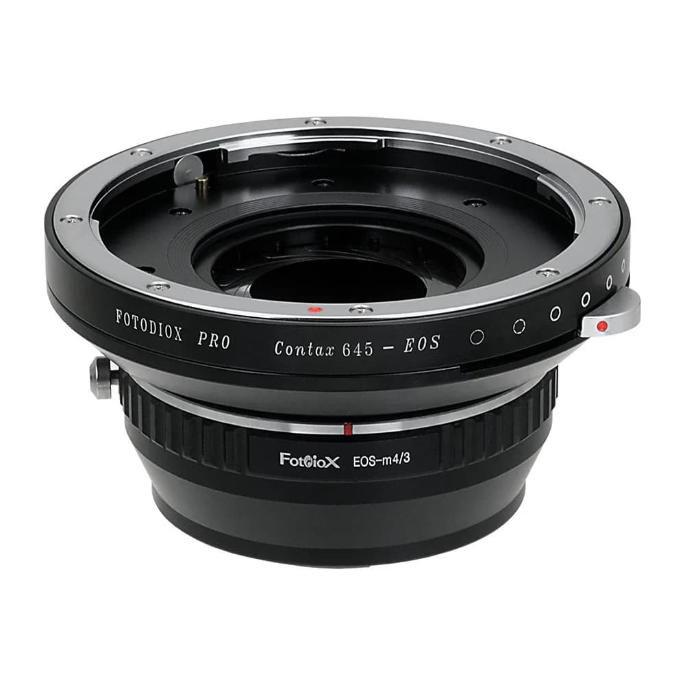 Fotodiox Pro Lens Mount Adapter, Contax 645 to MFT | Infinity Focus Guaranteed — Black/Silver