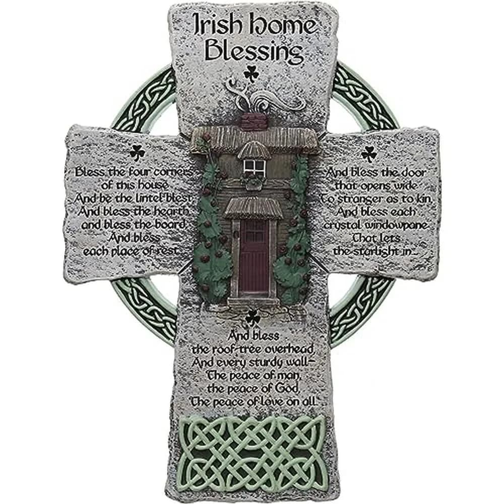 Cathedral Art Irish Home Blessing Resin Wall Cross | Blessings & Irish Heritage Decor — Gray