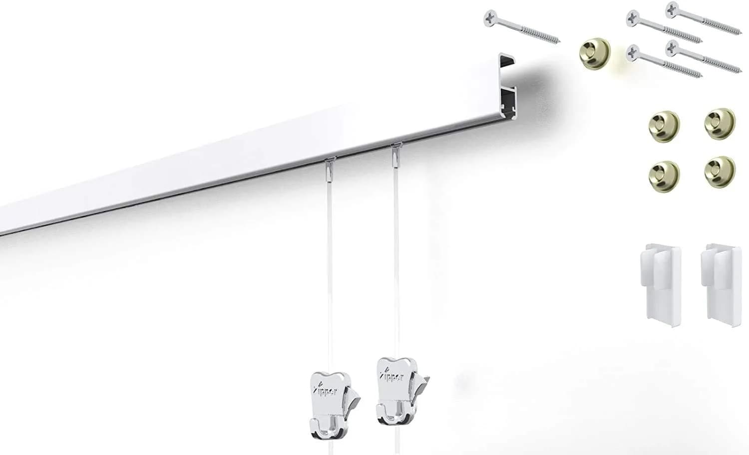 STAS Cliprail Pro Picture Hanging System White 150cm (4.92ft) | Heavy Duty Gallery Kit for Walls — white rails