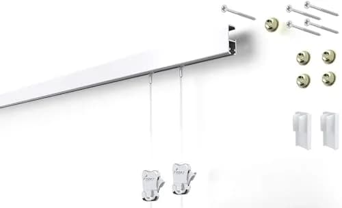 STAS Cliprail Pro Picture Hanging System White 150cm (4.92ft) | Heavy Duty Gallery Kit for Walls thumbnail 1