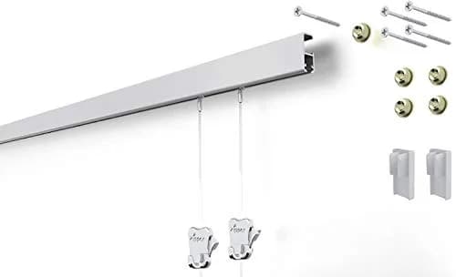 STAS Cliprail Pro Picture Hanging System 150 cm (4.92 ft) | Heavy Duty Track with 2x Zipper Hooks & Cords thumbnail 1