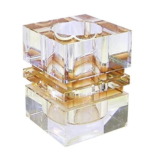 Amlong Crystal Pen Holder Amber | Crystal Desk Organizer for Office & School thumbnail 1