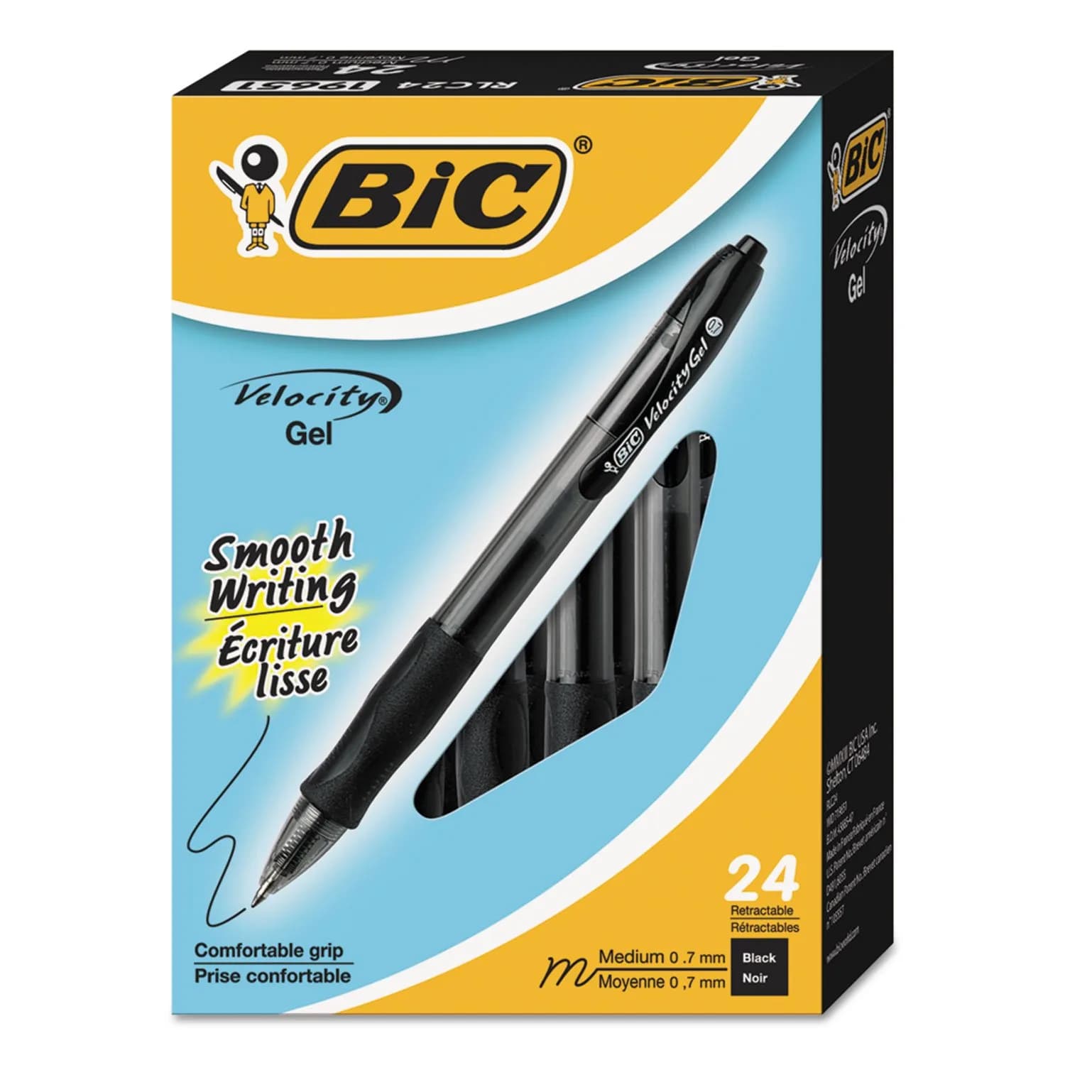 BIC Gel-ocity Retractable Gel Pen | Refillable 24 Count | Smooth Black Ink for Writing