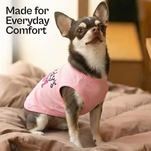 Parisian Pet Dog Shirt – 100% Cotton Sleeveless Pink Shirt for Small Dogs – Breathable & Lightweight, Girl Dogs Clothes - Stretchy Daddy’s Girl Pet Shirt thumbnail 5