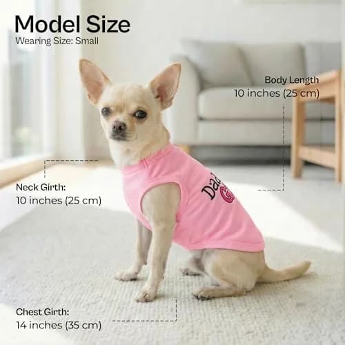 Parisian Pet Dog Shirt – 100% Cotton Sleeveless Pink Shirt for Small Dogs – Breathable & Lightweight, Girl Dogs Clothes - Stretchy Daddy’s Girl Pet Shirt thumbnail 3