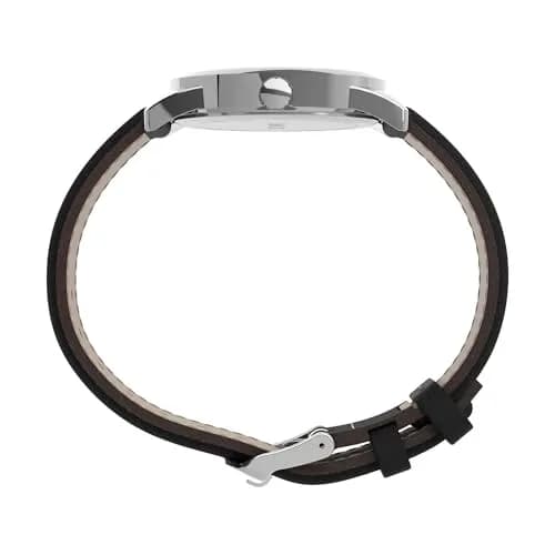 Timex Men's Easy Reader 38mm Watch – Silver-Tone Case White Dial with Black Leather Strap | Classic Analog Quartz Watch thumbnail 2