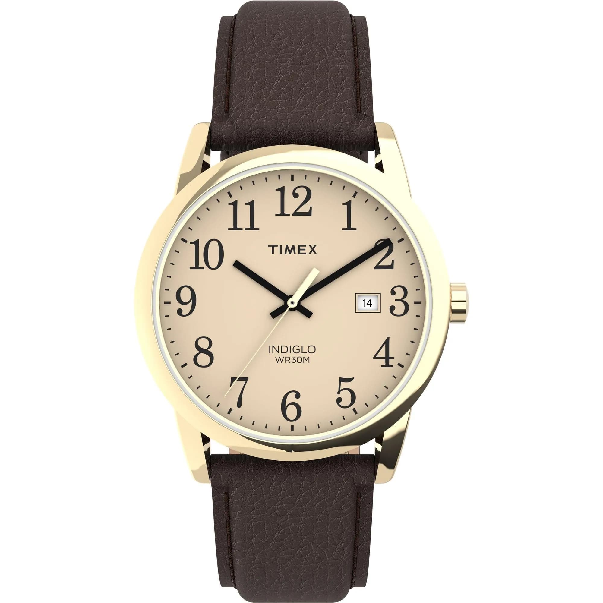 Timex Men's Easy Reader 38mm Brown Leather Strap Watch | Classic Analog Quartz with INDIGLO Night Light - main product image