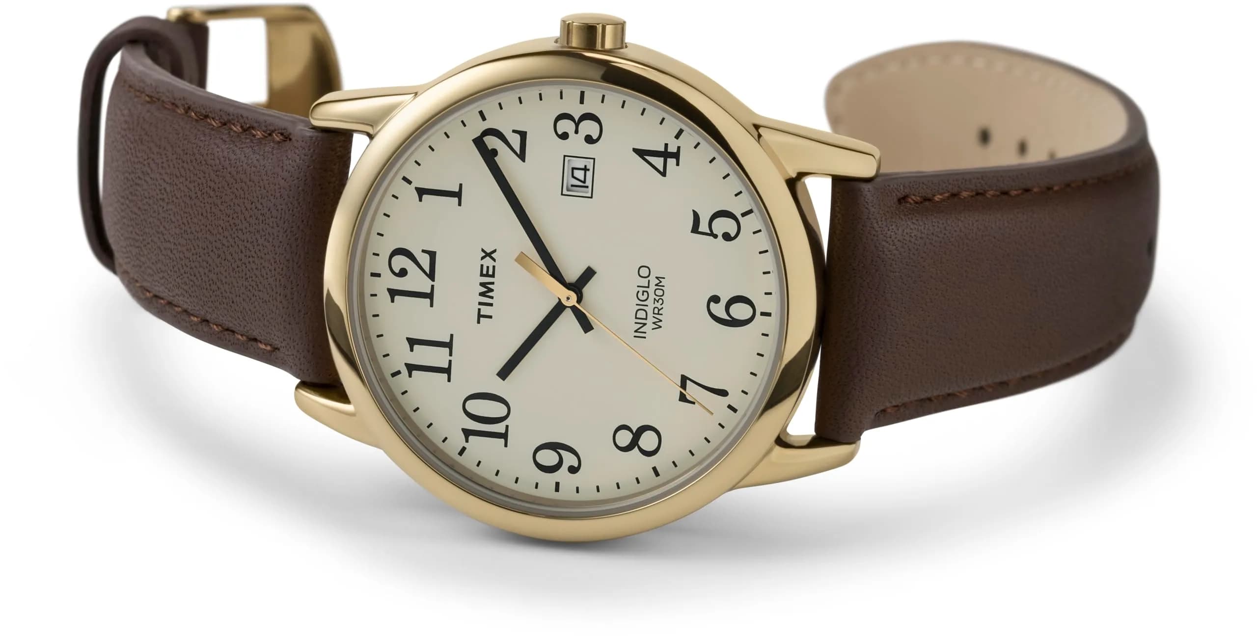 Timex Men's Easy Reader 38mm Brown Leather Strap Watch | Classic Analog Quartz with INDIGLO Night Light - view 2