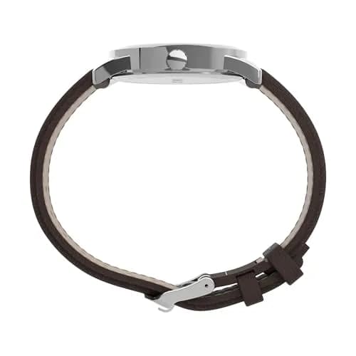 Timex Men's Easy Reader 38mm Watch – Silver-Tone Case Blue Dial with Brown Leather Strap | Classic Analog Quartz thumbnail 2