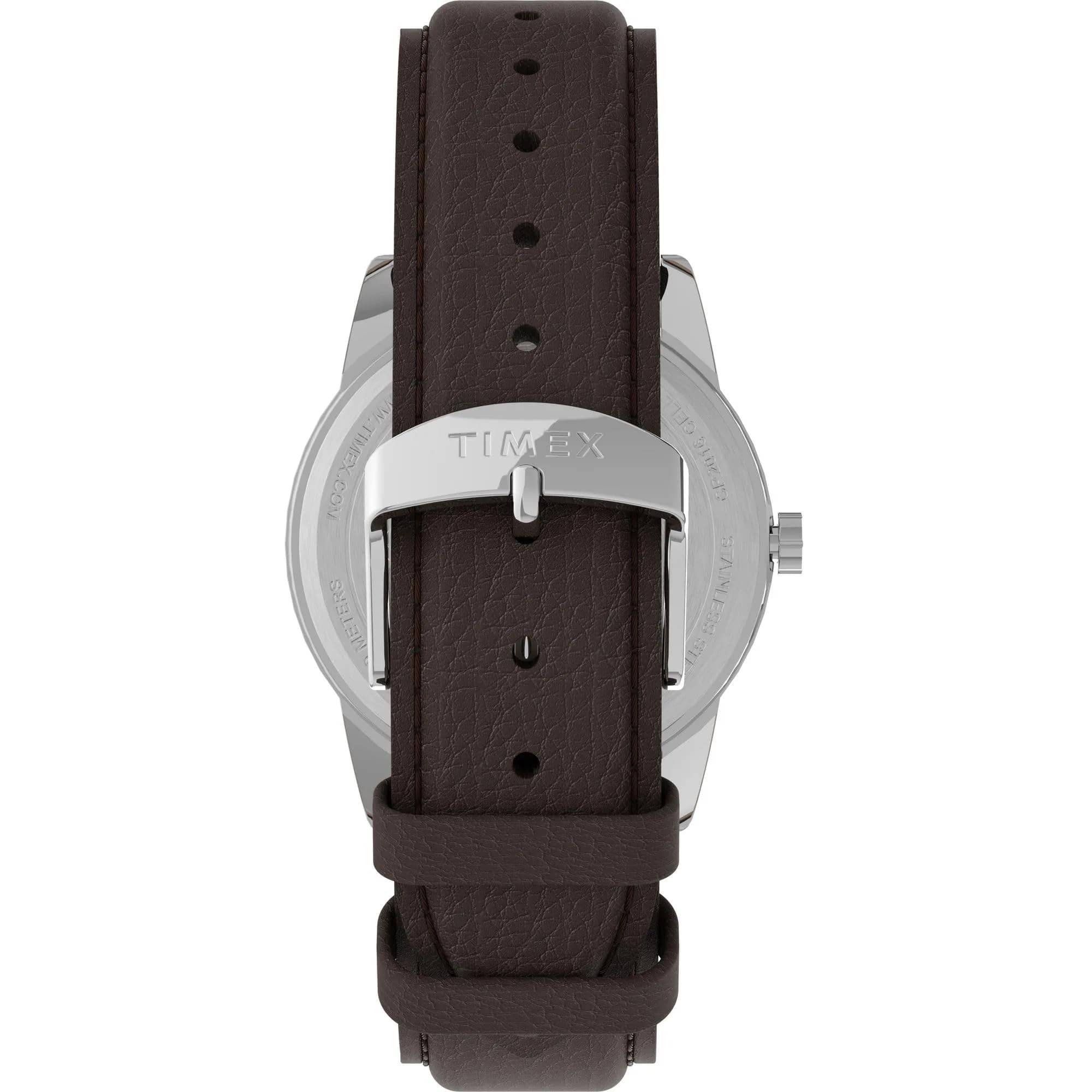 Timex Men's Easy Reader 38mm Watch – Silver-Tone Case Blue Dial with Brown Leather Strap | Classic Analog Quartz - view 3