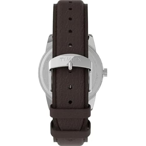 Timex Men's Easy Reader 38mm Watch – Silver-Tone Case Blue Dial with Brown Leather Strap | Classic Analog Quartz thumbnail 3