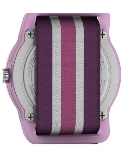 Timex Girls TW7C06100 Time Machines Purple/Pink Stripes Elastic Fabric Strap Watch | Easy-to-Read Dial, Water-Resistant thumbnail 3