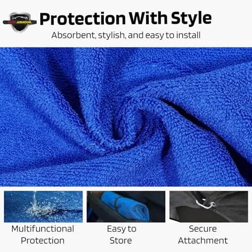 Seat Armour Jeep Seat Towel - Universal Fit Soft Machine Washable Jeep Towel - Easy Install, Multipurpose Towel2Go Seat Cover for Jeep - Blue | Airbag-Safe, Durable thumbnail 4