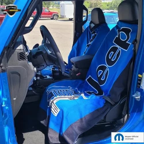 Seat Armour Jeep Seat Towel - Universal Fit Soft Machine Washable Jeep Towel - Easy Install, Multipurpose Towel2Go Seat Cover for Jeep - Blue | Airbag-Safe, Durable thumbnail 6