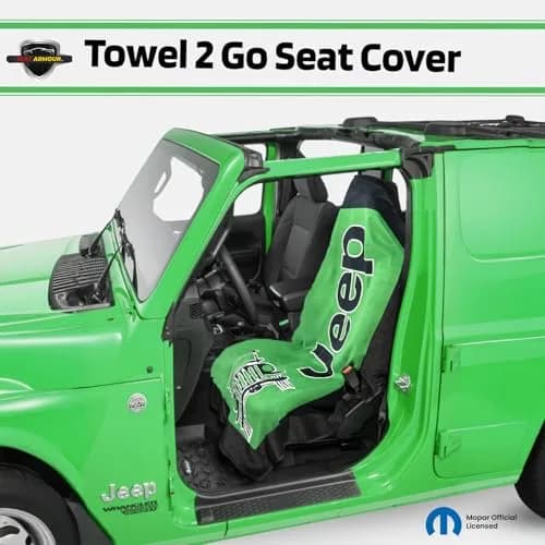Seat Armour Jeep Seat Towel - Universal Fit Soft Machine Washable Jeep Towel - Easy Install, Multipurpose Towel2Go Seat Cover for Jeep - Green thumbnail 2