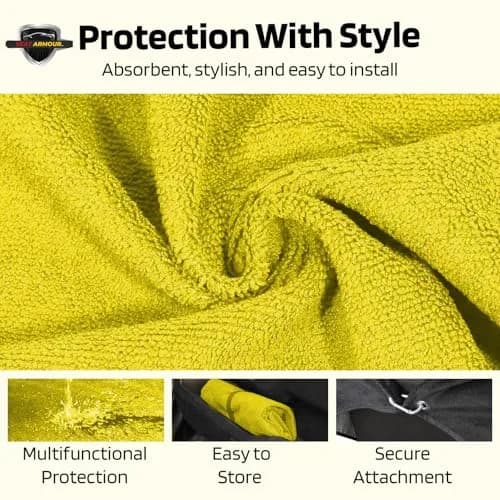 Seat Armour Seat Towel - Universal Fit Soft Machine Washable Towel - Easy Install, Multipurpose Towel2Go Seat Cover for Jeep Car - Yellow | Car Seat Protector thumbnail 4