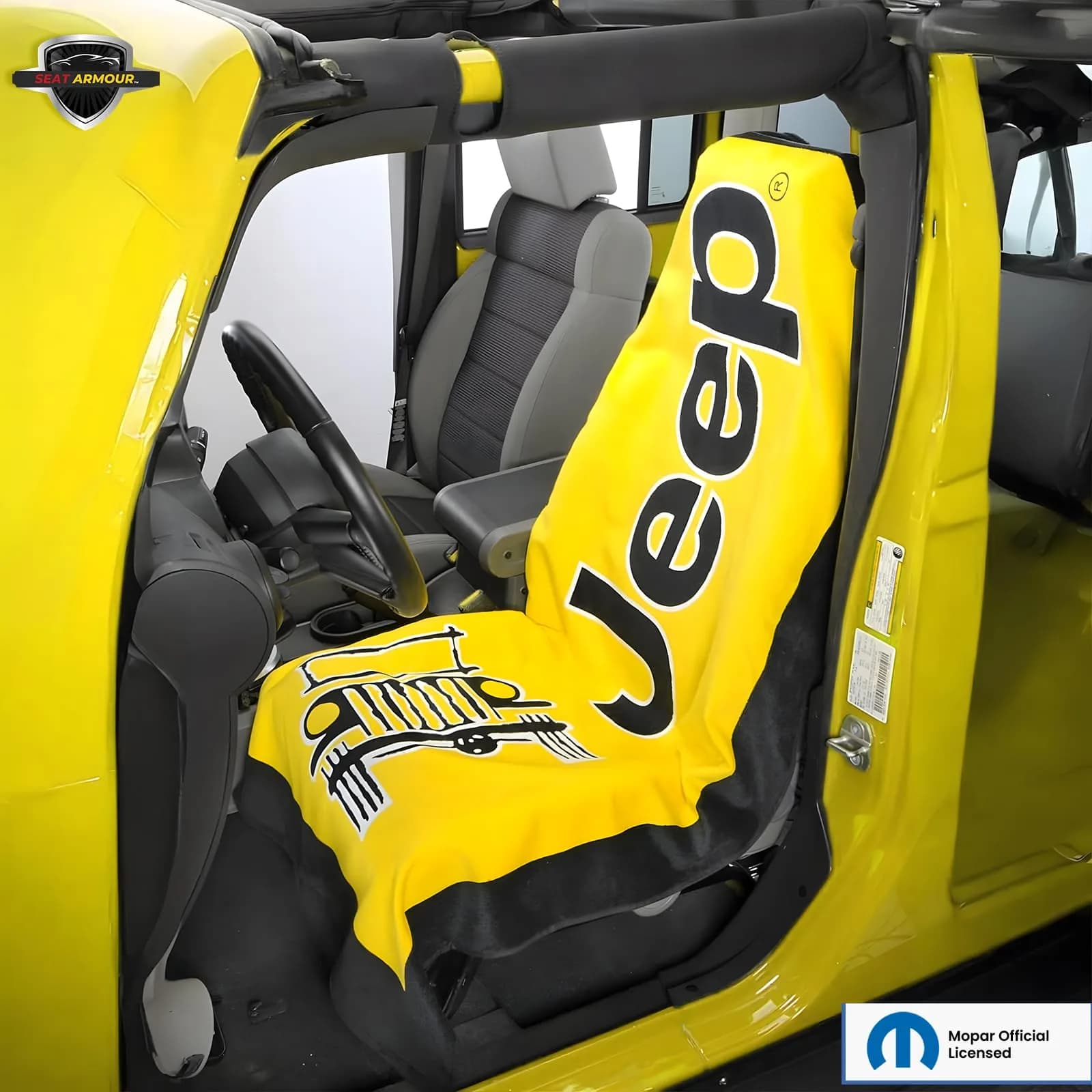 Seat Armour Seat Towel - Universal Fit Soft Machine Washable Towel - Easy Install, Multipurpose Towel2Go Seat Cover for Jeep Car - Yellow | Car Seat Protector thumbnail 6
