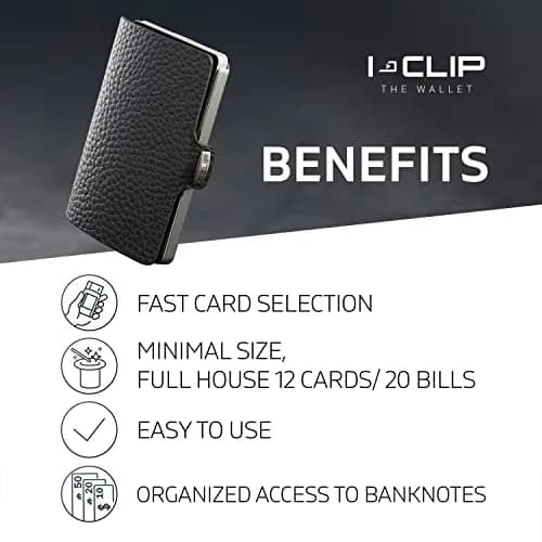 I-CLIP Premium Leather Slim Wallet for Men | 9 cm (3.54 in) Black thumbnail 2