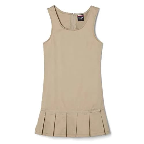 French Toast Girls' Ribbon Bow Pleated Jumper, Khaki, 4T | Classic School Uniform for Girls thumbnail 1