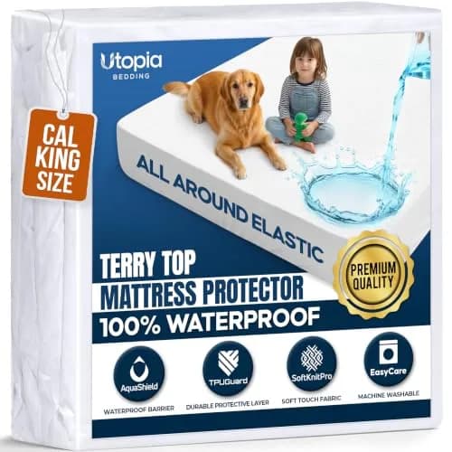 Utopia Bedding Waterproof Mattress Protector California King 17-inch Deep | Breathable Terry Cover with Fitted Style thumbnail 1