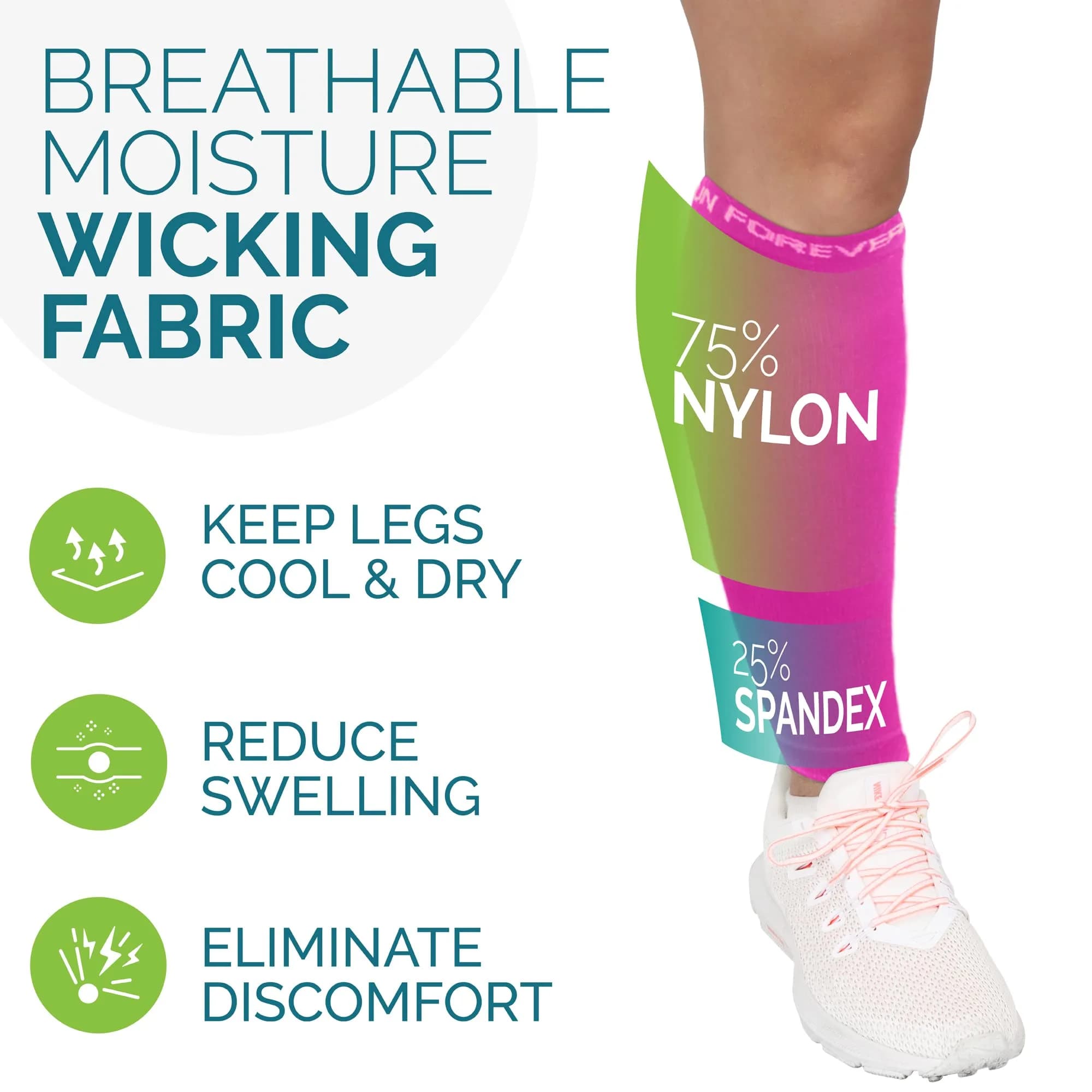 Run Forever Pink Calf Compression Sleeve Large | FDA Approved Medical Grade Support for Shin Splints & Varicose Veins - view 5