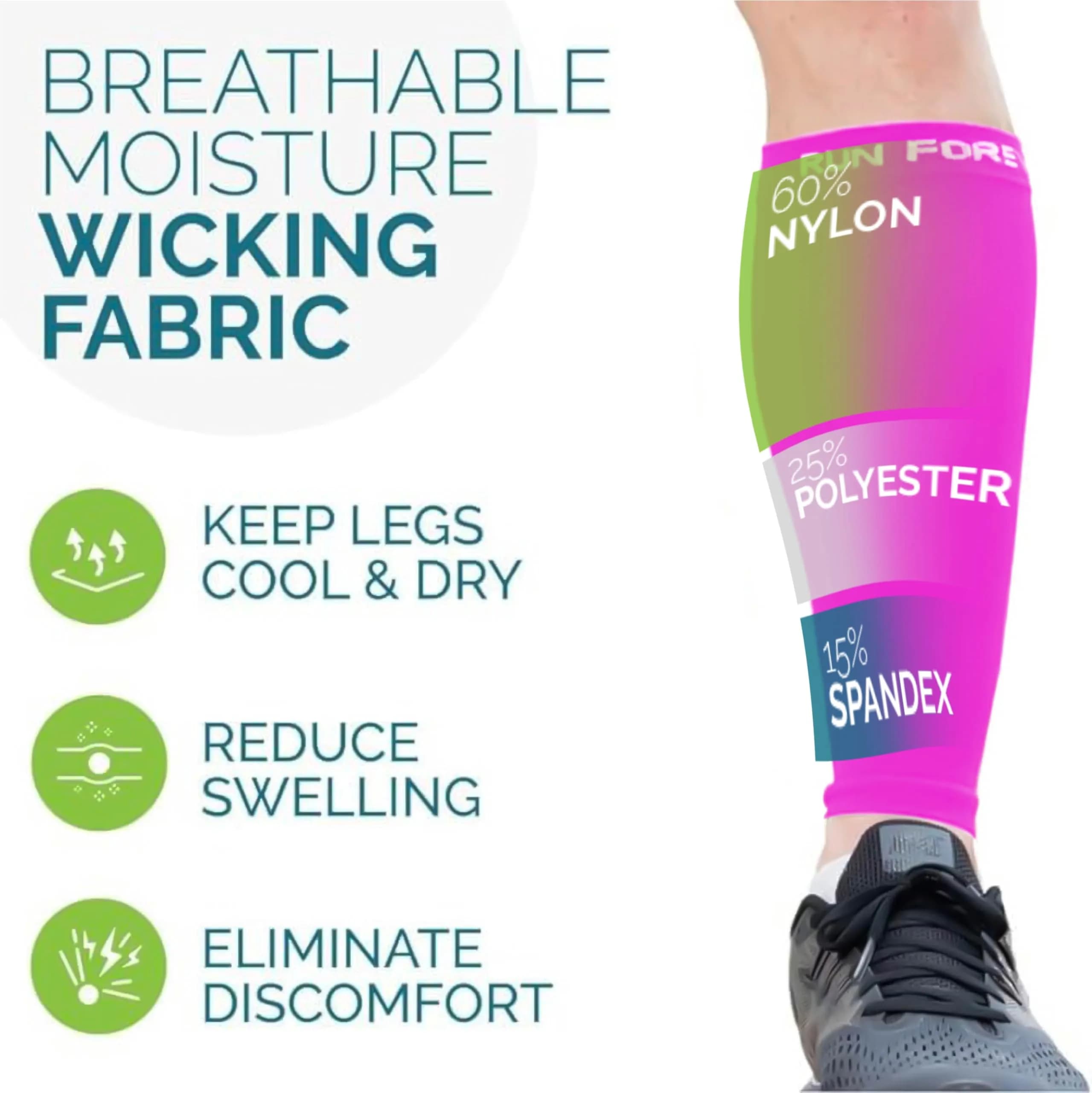 Run Forever Pink Calf Compression Sleeve Large | FDA Approved Medical Grade Support for Shin Splints & Varicose Veins - view 6