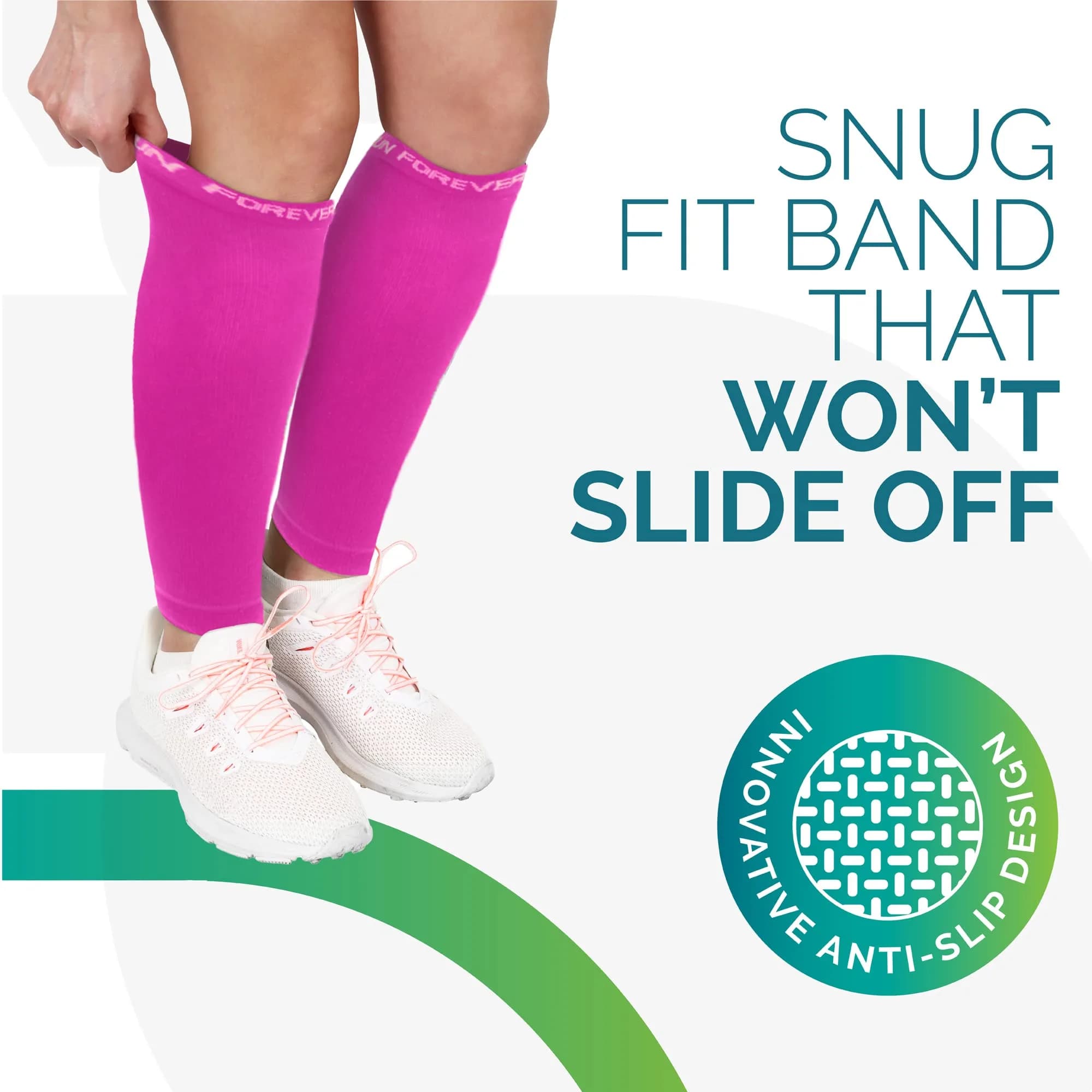 Run Forever Pink Calf Compression Sleeve Large | FDA Approved Medical Grade Support for Shin Splints & Varicose Veins - view 9