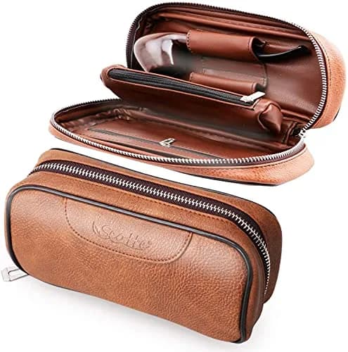 Scotte PU Leather Tobacco Pouch for 2 Pipes | Fashionable & Durable (195*105*55mm) thumbnail 1
