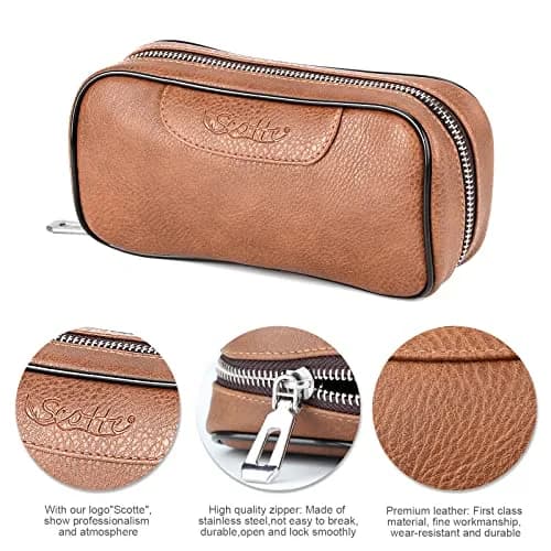 Scotte PU Leather Tobacco Pouch for 2 Pipes | Fashionable & Durable (195*105*55mm) thumbnail 2
