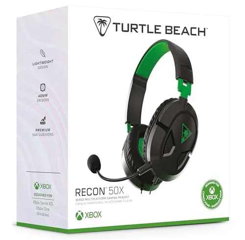 Turtle Beach Recon 50X Wired Gaming Headset Black/Green | 40mm Speakers, Removable Mic, Multiplatform Compatibility thumbnail 9