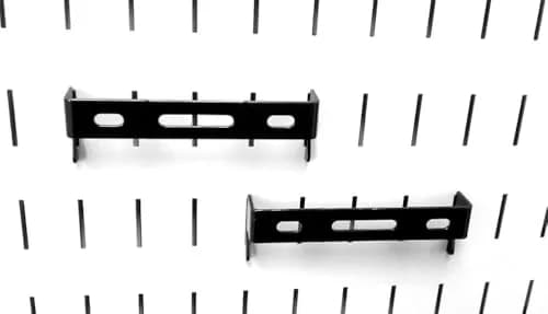Wall Control Black 1in x 4in C-Bracket Slotted Metal Pegboard Hooks (2-Pack) | Secure Garage Tool Storage thumbnail 3