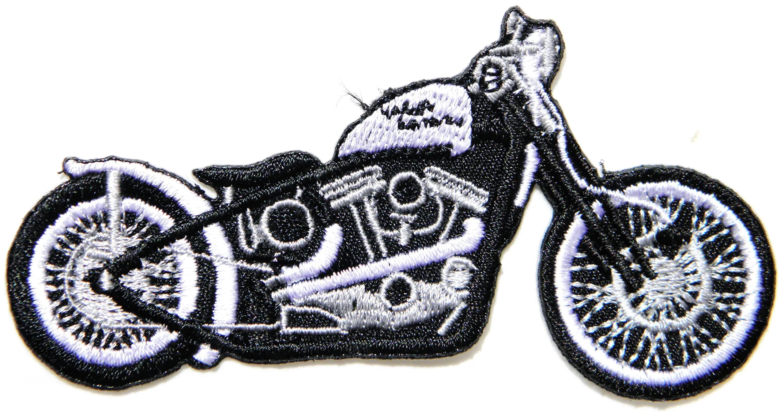 panicha biker patch White Motorcycles Model Logo Rider Biker Jacket Back Patch 3.5" x 2" | Embroidered Badge